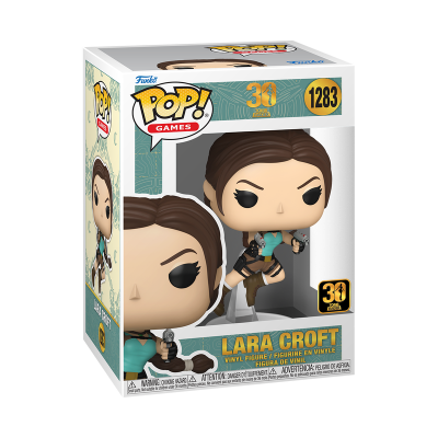 Figurina Funko Pop Lara Croft de vinil na caixa
