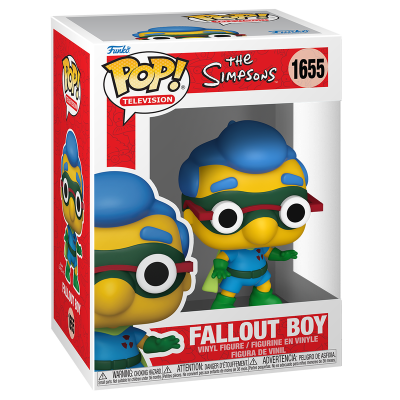 Figura Funko Pop! da série The Simpsons, personagem Fallout Boy, na embalagem
