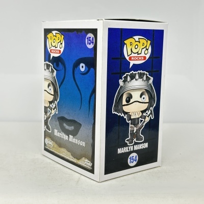 Caixa branca Funko Pop! Rocks número 154 com personagem Marilyn Manson em desenho