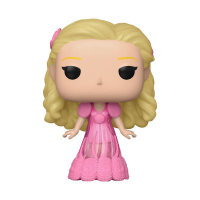 Boneca Funko Pop loira com vestido rosa
