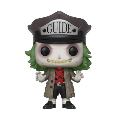 Figura Funko Pop do personagem com cabelo verde e chapéu com 'GUIDE'