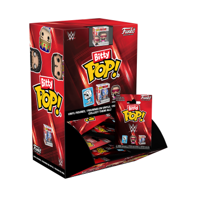 Expositor de Bonecos Funko Bitty Pop! WWE em cartão vermelho