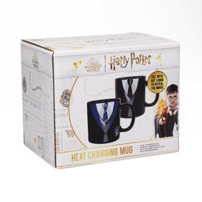 Caixa branca de caneca Harry Potter que muda de cor com o calor
