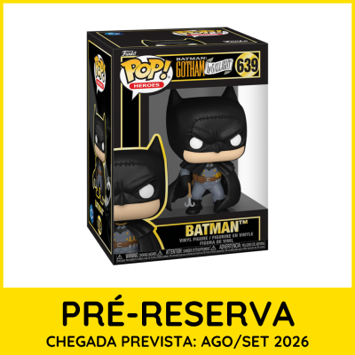 Figura de vinil Funko Pop Batman nº 639 numa caixa preta com janelas
