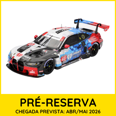 Modelo de carro de corrida BMW colorido com logotipos e número 48