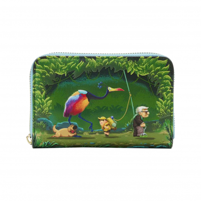 Carteira com estampa de personagens de desenho animado numa floresta