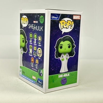 Caixa Funko Pop She-Hulk vinil verde vestido branco