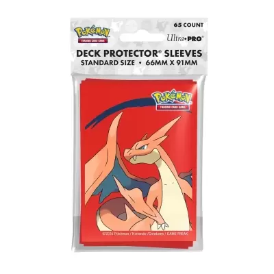 Pacote de protetores de cartas Pokémon com Charizard vermelho