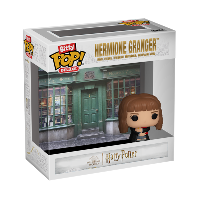 Figura de vinil Hermione Granger na caixa Bitty Pop! Deluxe com fundo de porta verde