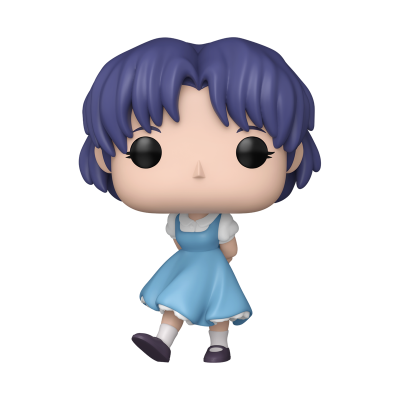 Figura colecionável Funko Pop com vestido azul claro e cabelo azul escuro