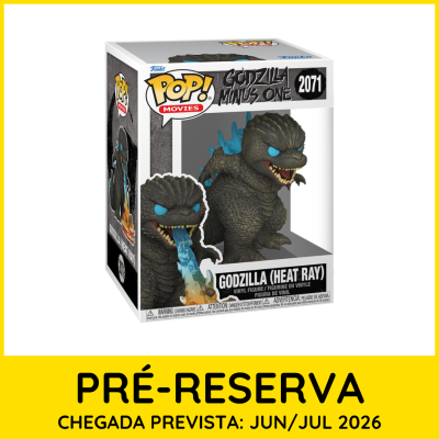 Caixa Funko Pop! com figura de Godzilla Heat Ray em vinil com jato de calor azul e amarelo