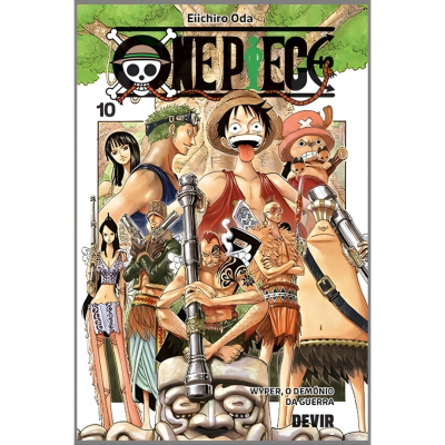 Capa do manga One Piece volume 10 com personagens e texto em destaque
