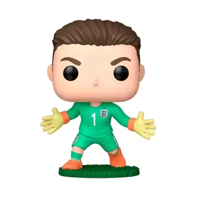 Figurine de jogador de futebol estilo Funko Pop vestido de guarda-redes verde.