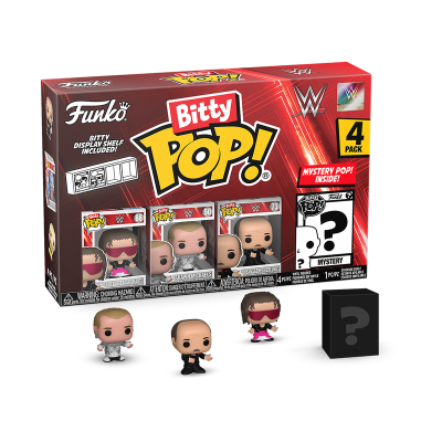 Caixa Funko Bitty Pop! WWE com quatro figuras colecionáveis, incluindo figura surpresa