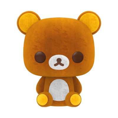 Funko Pop de urso marrom com detalhes amarelos e brancos