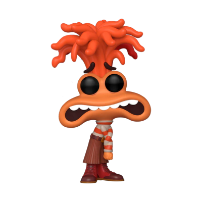 Figura Funko Pop personagem cabelo laranja cabelos espetados boca aberta olhos grandes