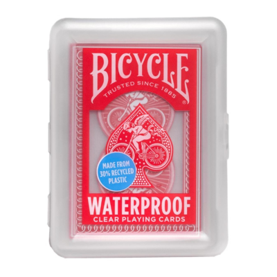 Baralho Bicycle vermelho à prova de água em caixa de plástico transparente