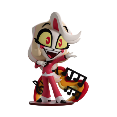 Figura colecionável de personagem animada feminina com notas musicais