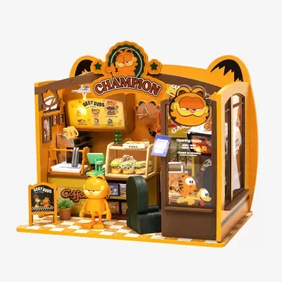 Miniaturas de café Garfield com personagem e decoração laranja e amarela
