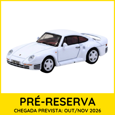 Miniatura de carro desportivo branco com matrícula POR 959