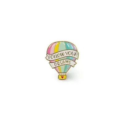 Pin esmaltado de balão de ar quente colorido com texto inspirador
