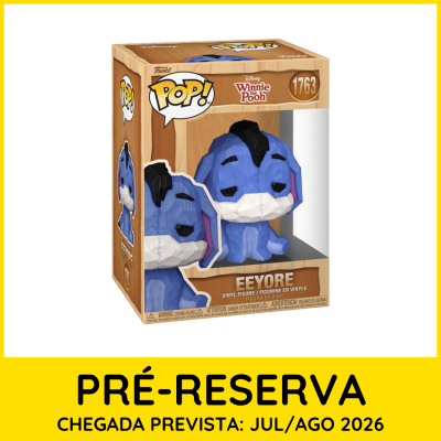 Caixa Funko Pop! Eeyore de Winnie the Pooh com figura azul dentro e texto de pré-reserva.