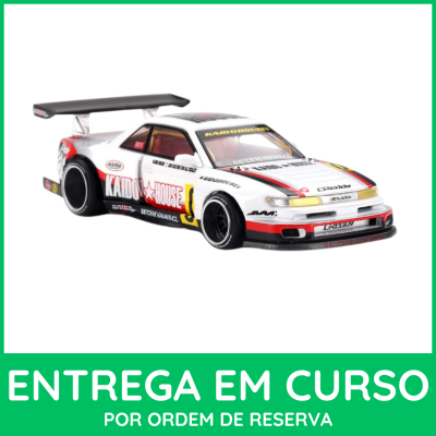 Modelo de carro de corrida branco com detalhes em preto e vermelho