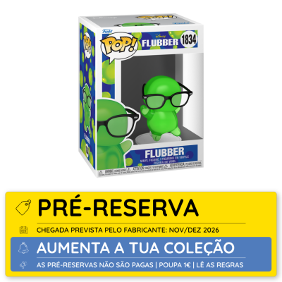 Figura Funko Pop! Flubber verde com óculos preto na caixa