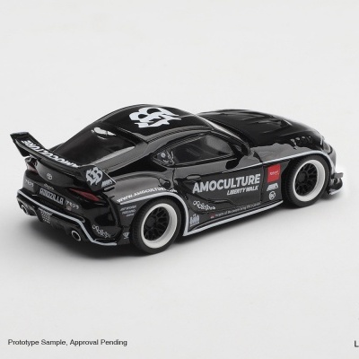 Miniatura de carro desportivo preto com rótulos Amoculture