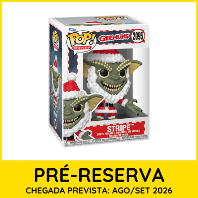 Figura vinil Stripe de Gremlins com traje de Pai Natal na caixa POP! Movies