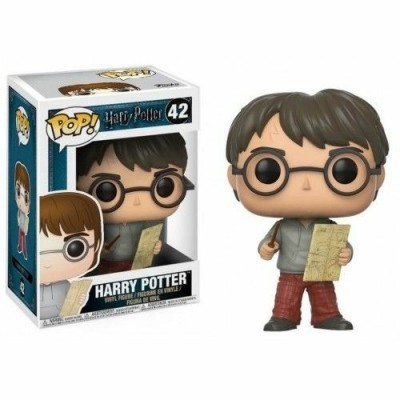 Figura Funko Pop! Harry Potter com óculos, segurando mapa, e sua caixa num fundo branco