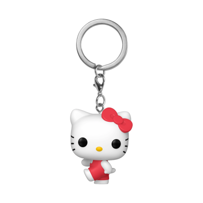 Porta-chaves Hello Kitty branco com laço e vestido vermelho