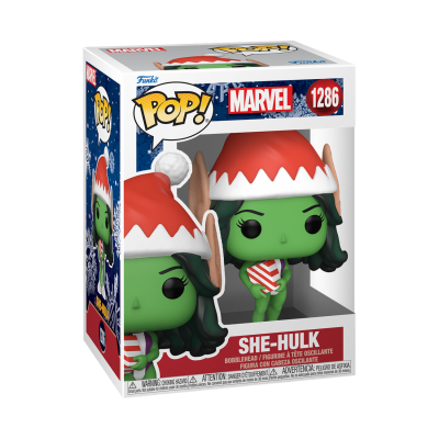 Figura colecionável Pop! She-Hulk Marvel de Natal na caixa