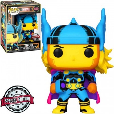 Figura Funko Pop! Thor Marvel número 650 com capacete azul e capa roxa