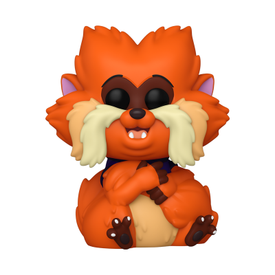 Funko Pop de personagem felpudo laranja com bigode branco e olhos negros