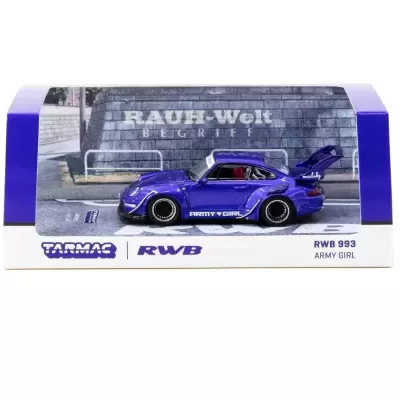 Miniatura de carro desportivo azul metálico na caixa