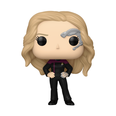 Figura Funko Pop de personagem com cabelo loiro e detalhes ciborgue