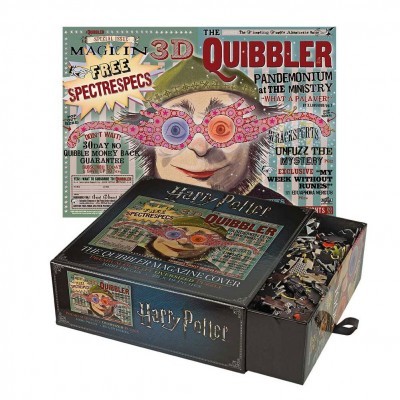 Caixa de puzzle Harry Potter com imagem da capa da revista The Quibbler