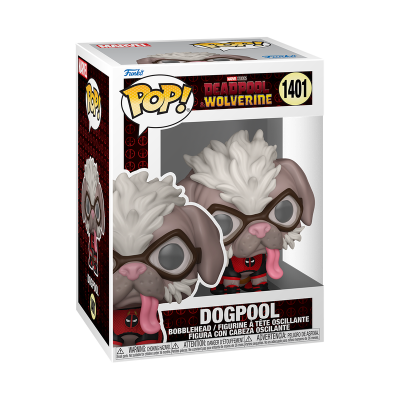 Figura de vinil Dogpool Deadpool & Wolverine na caixa POP! 1401