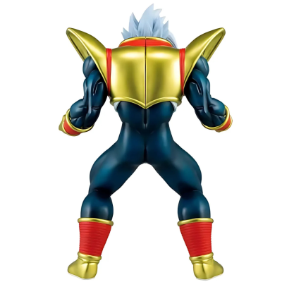 Figura de ação de costas com armadura dourada e corpo azul escuro.