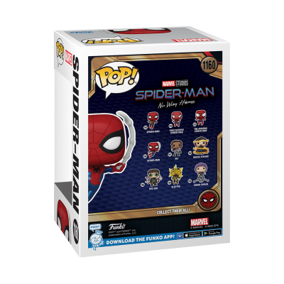Caixa Funko Pop! Spider-Man No Way Home Marvel Studios número 1160 com imagens e texto no verso.