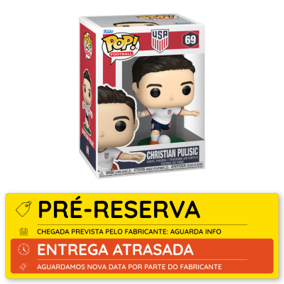Funko Pop! Christian Pulisic número 69 com aviso de pré-reserva e entrega atrasada