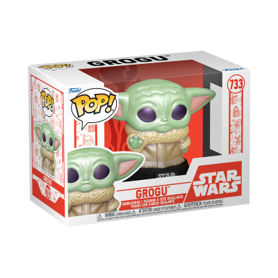 Figura de vinil Grogu POP! da Star Wars em caixa branca e vermelha