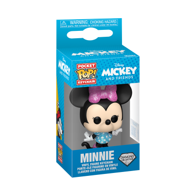 Figura chaveiro Minnie da coleção Pocket Pop! Disney Mickey and Friends na caixa azul