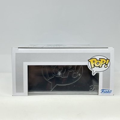 Embalagem de Funko Pop! branca com janela transparente e logotipo POP!