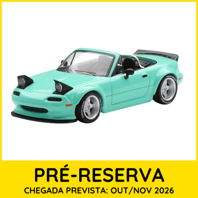 Miniatura de carro desportivo conversível verde água com faróis levantados e pneus Toyo Tires