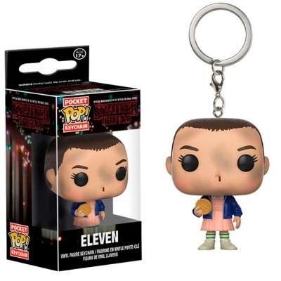 Chaveiro vinil Eleven Stranger Things com waffle e casaco azul