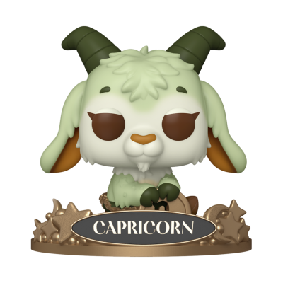 Figura colecionável Funko Pop signo Capricórnio em verde e castanho sobre base dourada