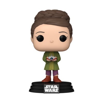 Figura Funko Pop Star Wars personagem feminina com câmara e base preta