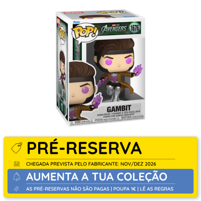 Boneco Funko Pop! Gambit com embalagem da Marvel Avengers Doomsday.